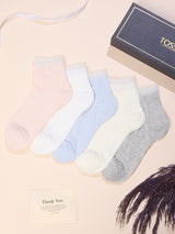 Pastel Pointelle Ankle Socks – Pack of 5