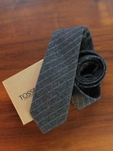 Grey Stripes Wool Skinny Necktie