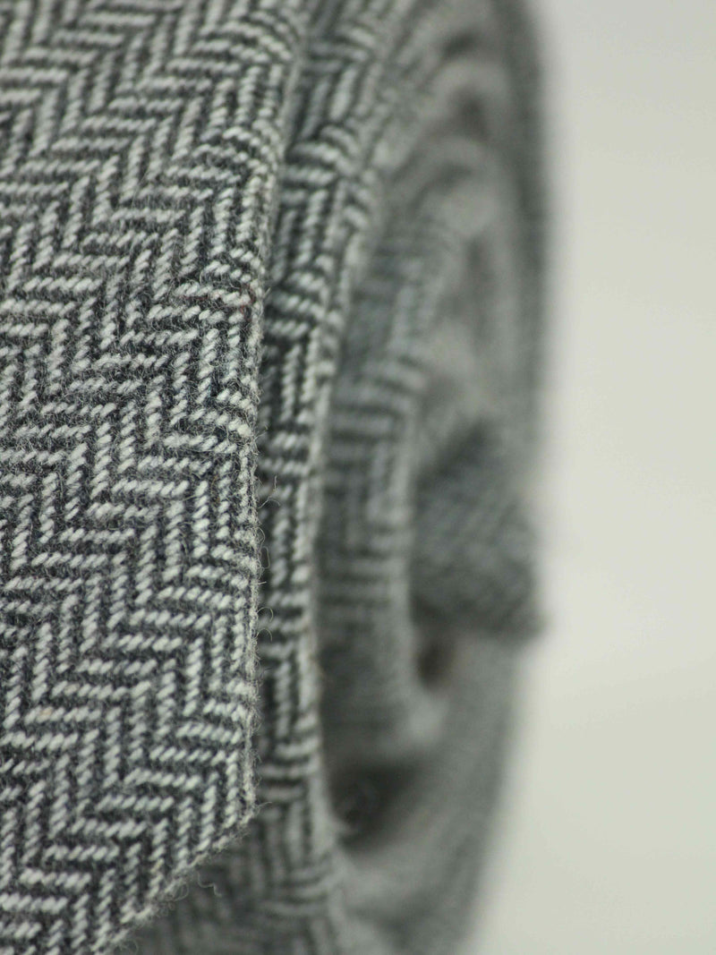 Grey Stripe Wool Skinny Necktie