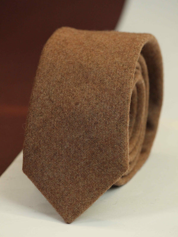 Brown Solid Wool Skinny Necktie