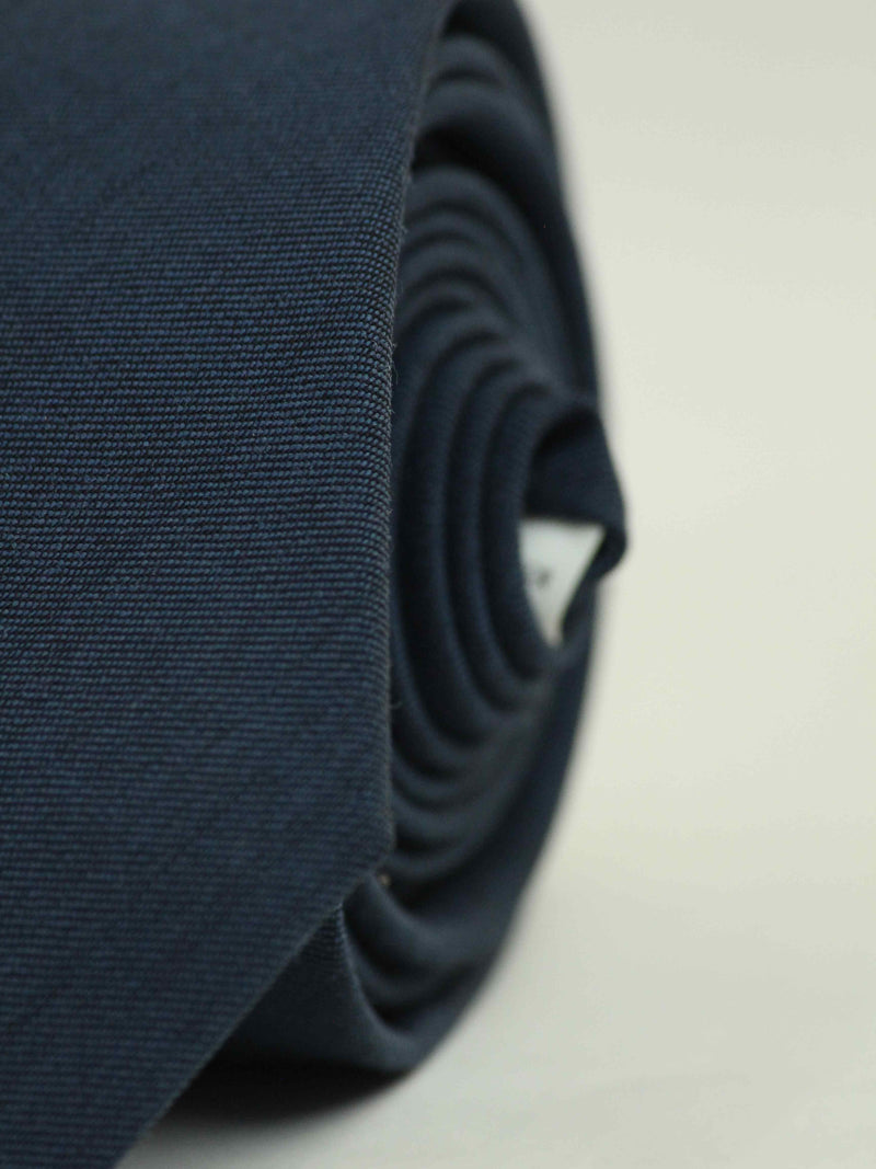 Blue Solid Wool Skinny Necktie