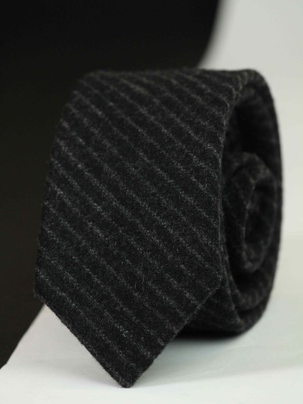 Black Stripe Wool Skinny Necktie