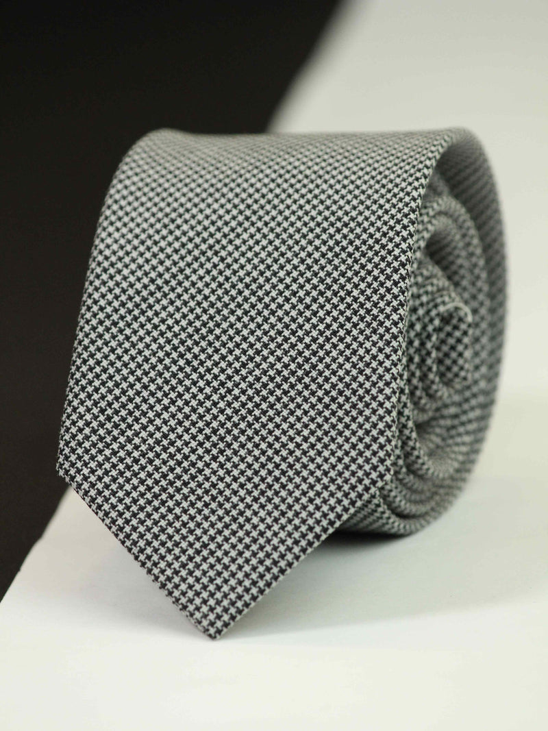 Grey Geometric Wool Skinny Necktie
