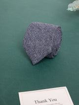Navy Herringbone Wool Skinny Necktie
