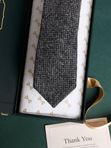 Charcoal Grey Textured Wool Skinny Necktie