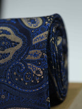 Blue Paisley Woven Silk Necktie