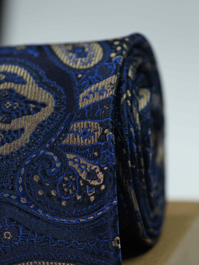 Blue Paisley Woven Silk Necktie
