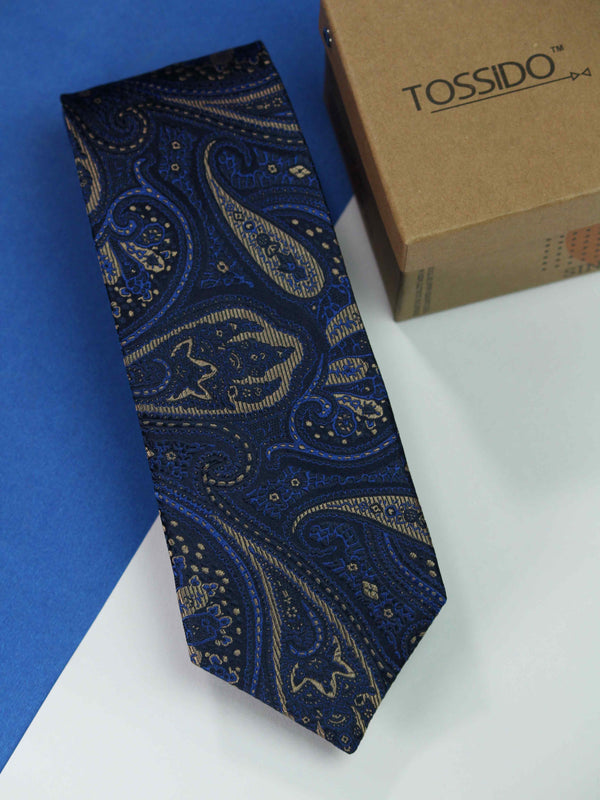 Blue Paisley Woven Silk Necktie