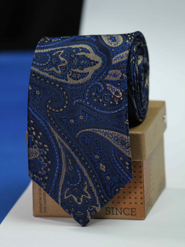 Blue Paisley Woven Silk Necktie
