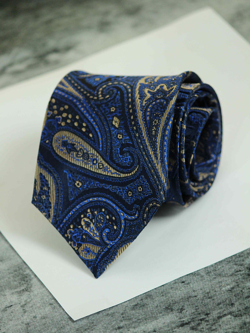Blue Paisley Woven Silk Necktie