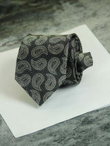 Grey Paisley Silk Necktie
