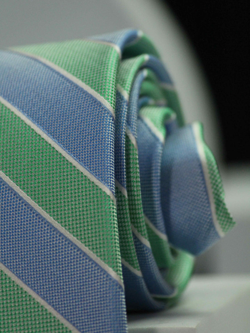 Blue & Green Stripe Handmade Silk Necktie