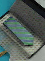 Blue & Green Stripe Handmade Silk Necktie