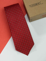 Red Geometric Silk Necktie