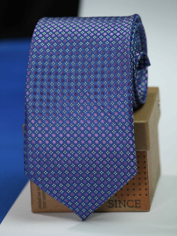 Blue Geometric Silk Necktie 