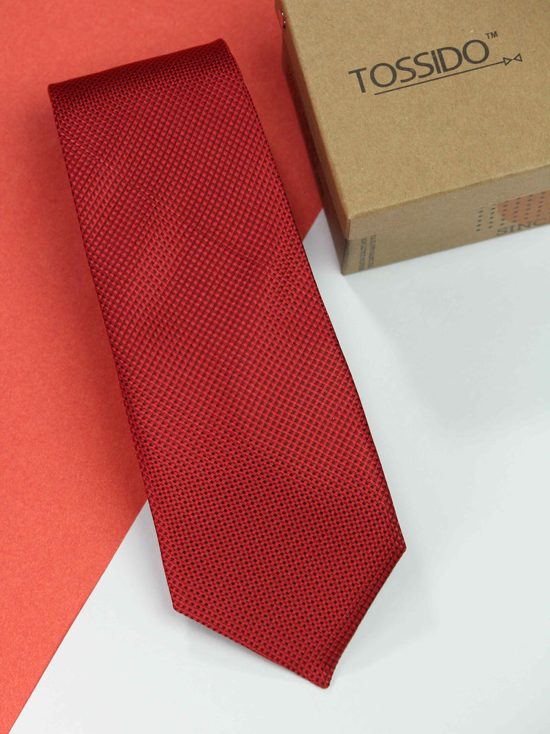Red Geometric Silk Necktie