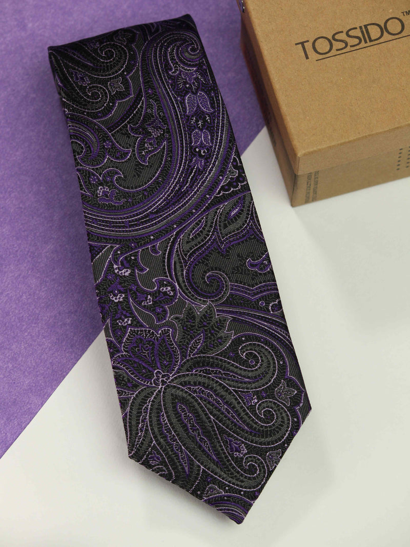 Purple Paisley Silk Necktie 