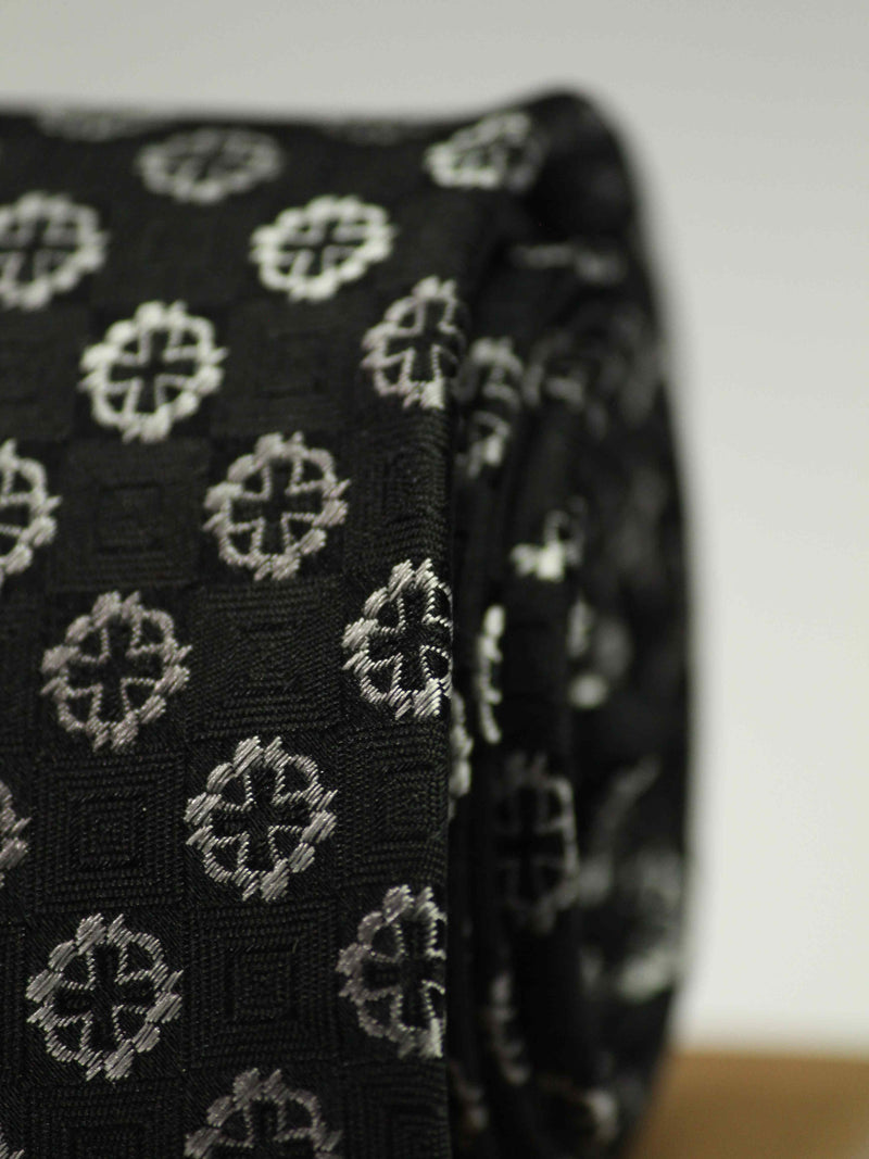 Black Geometric Silk Necktie 
