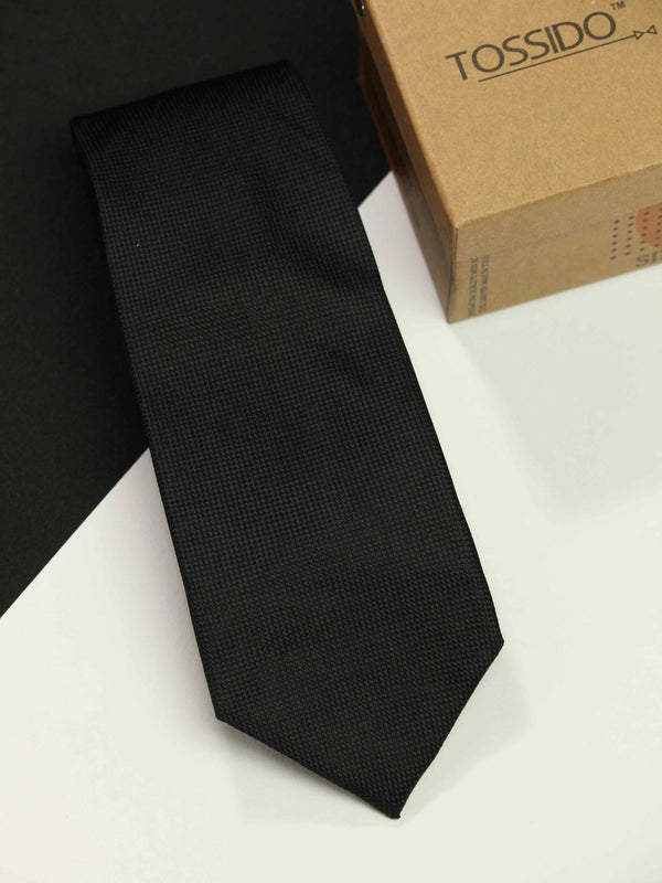 Black Solid Silk Necktie