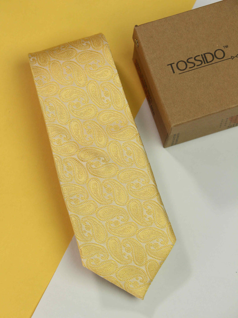 Yellow Paisley Silk Necktie