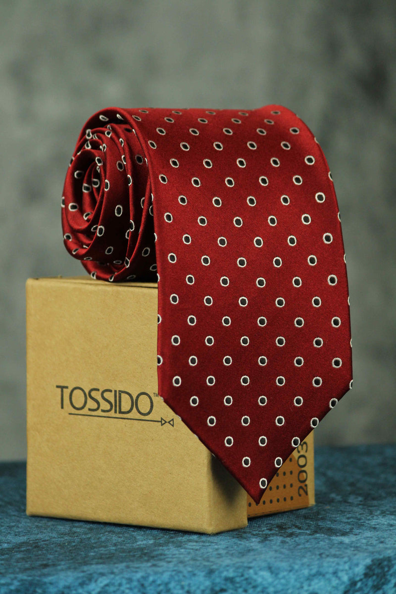 Maroon Geometric Silk Necktie