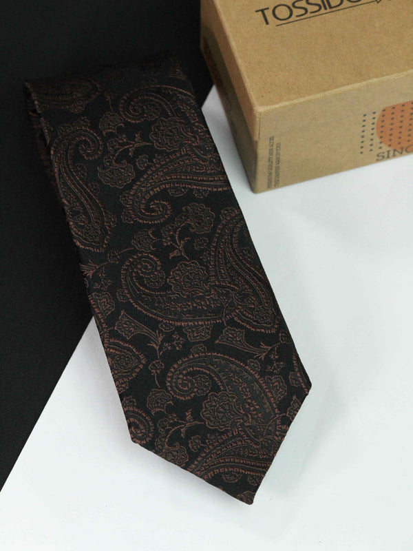 Brown Paisley Handmade Silk Necktie