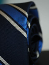 Blue Stripe Woven Silk Necktie