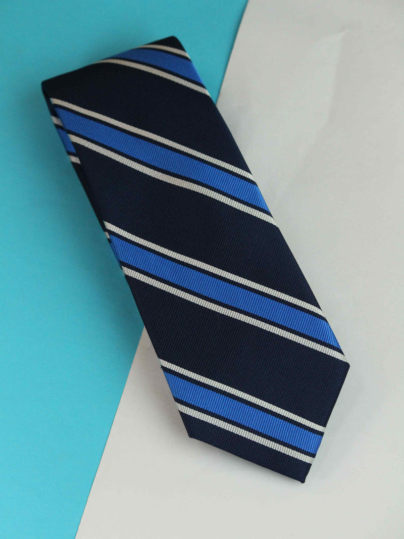 Blue Stripe Woven Silk Necktie