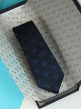 Blue Geometric Woven Silk Necktie