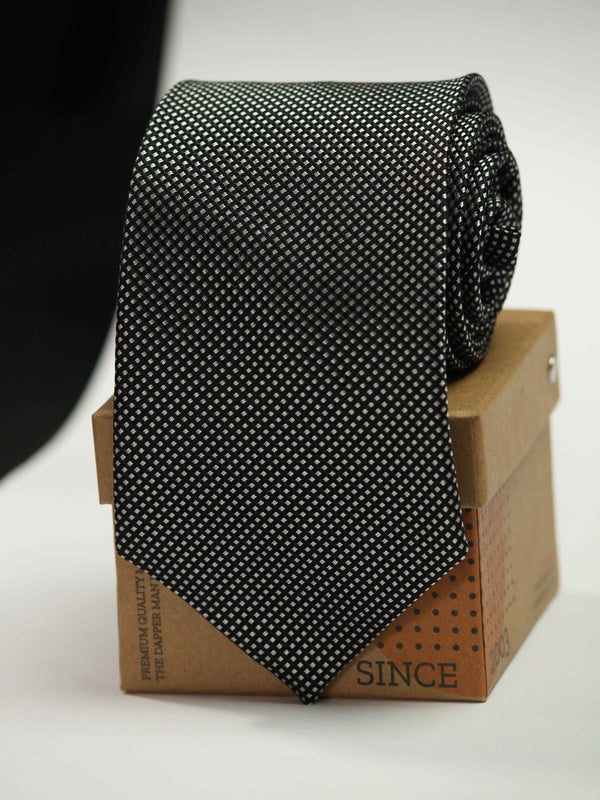 Grey Geometric Silk Necktie 