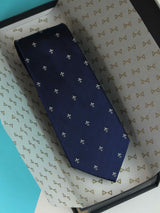 Blue Geometric Woven Silk Necktie