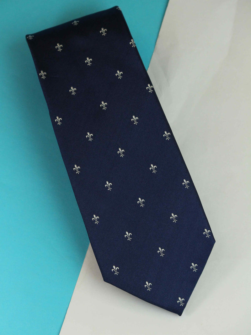 Blue Geometric Woven Silk Necktie