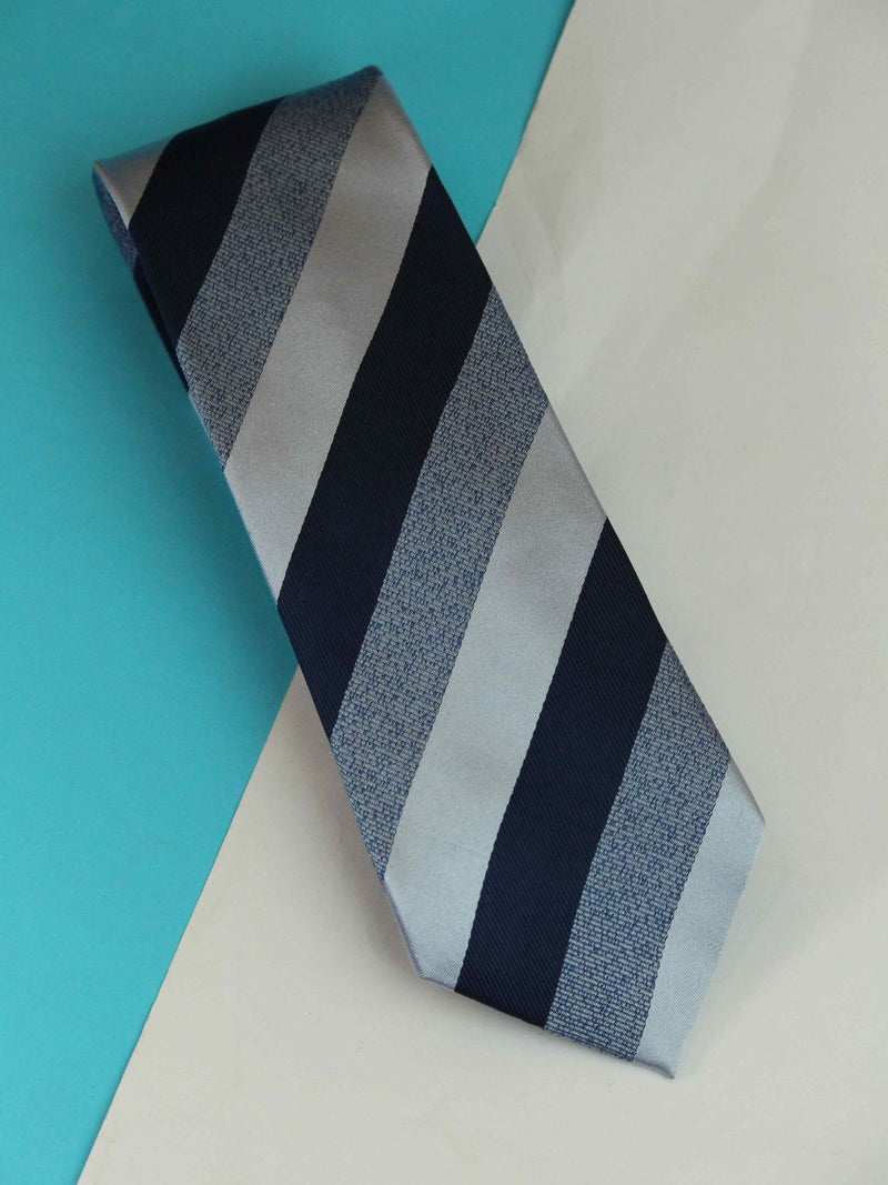 Blue Stripe Woven Silk Necktie