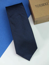 Blue Geometric Silk Necktie 