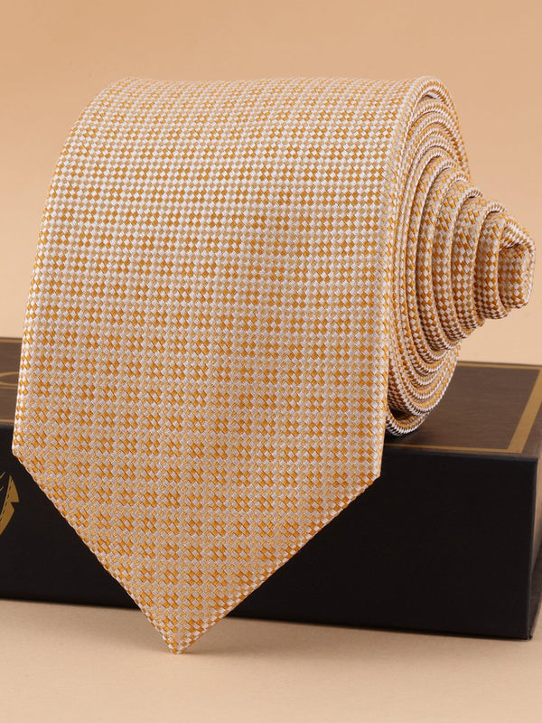 Gold Geometric Woven Silk Necktie