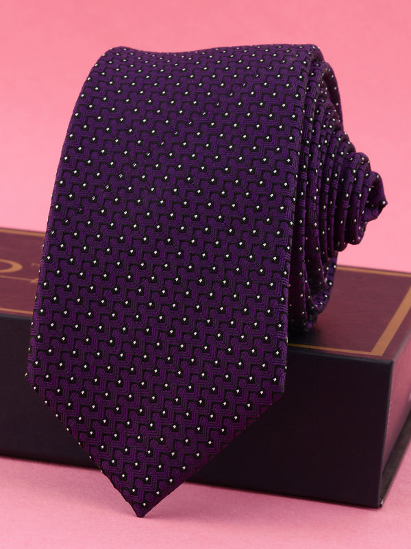 Purple Geometric Silk Necktie