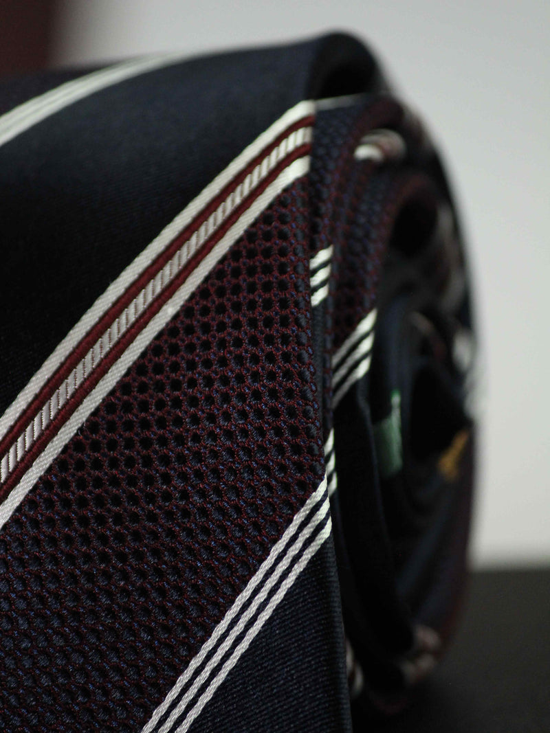 Blue & Brown Stripe Woven Silk Necktie