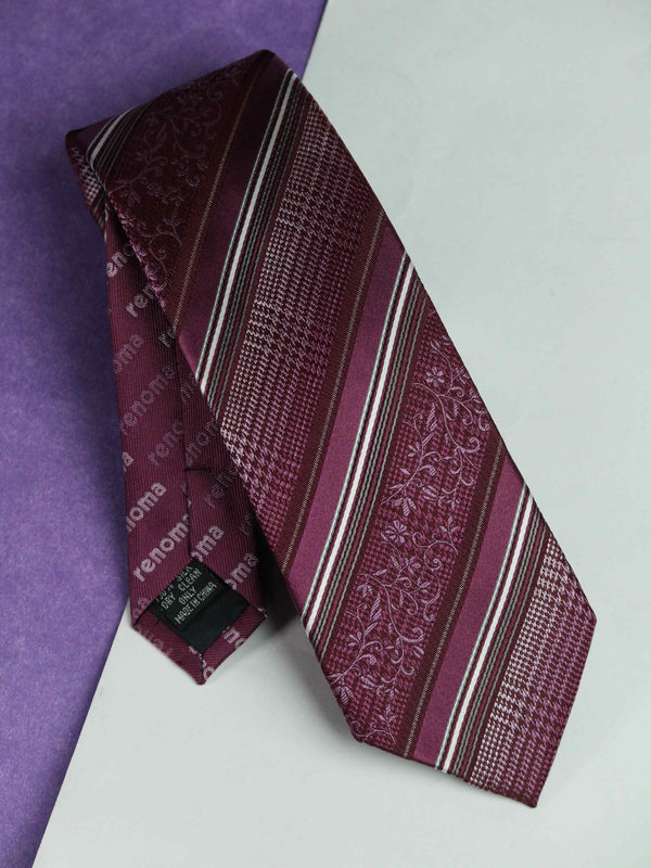 Burgundy Stripe Woven Silk Necktie