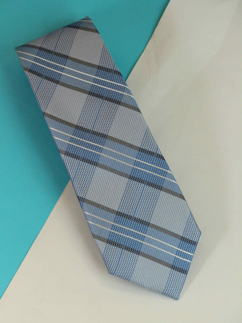 Blue Check Woven Silk Necktie