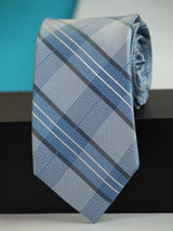 Blue Check Woven Silk Necktie