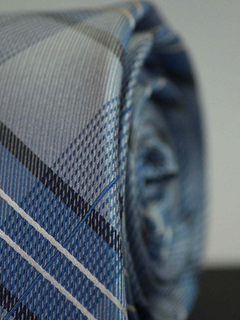 Blue Check Woven Silk Necktie