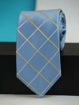 Blue Check Woven Silk Necktie