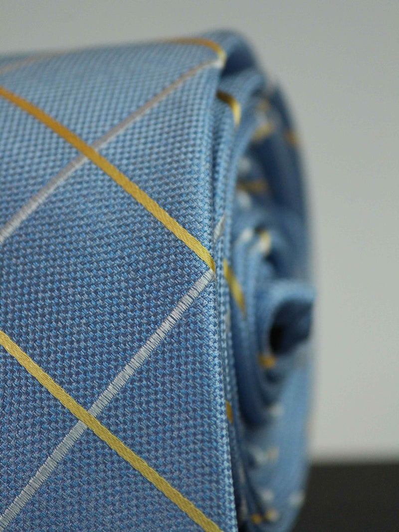 Blue Check Woven Silk Necktie