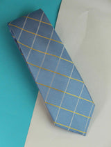 Blue Check Woven Silk Necktie