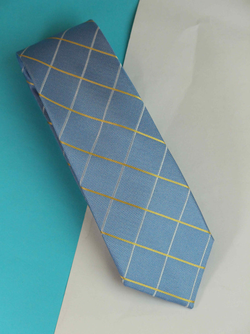 Blue Check Woven Silk Necktie