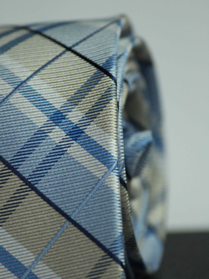 Blue Check Woven Silk Necktie