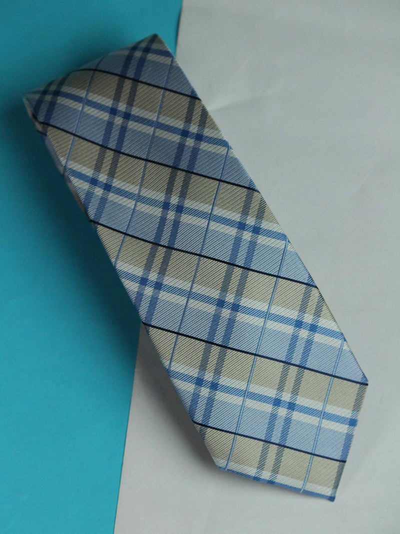 Blue Check Woven Silk Necktie