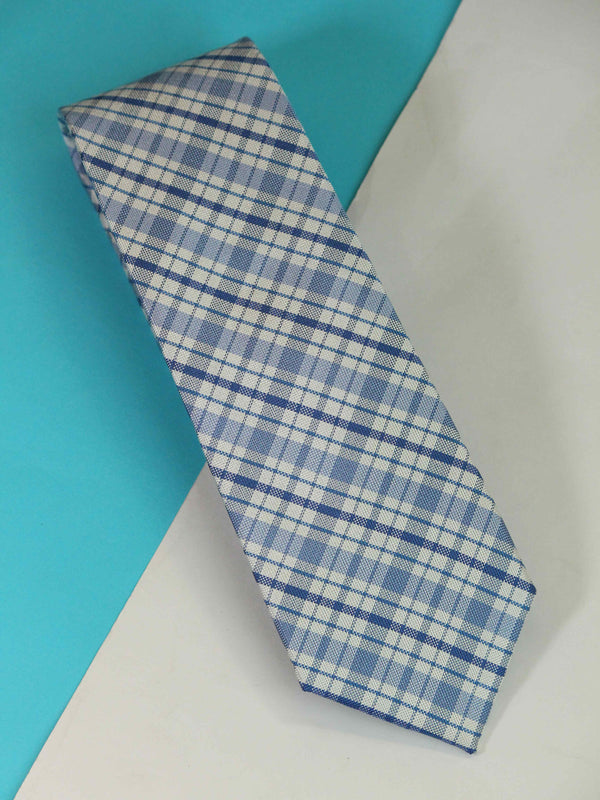 Blue Check Woven Silk Necktie
