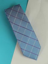 Blue Check Woven Silk Necktie