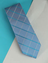 Blue Check Woven Silk Necktie